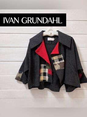 IVAN GRUNDAHL Grey Patchwork Statement Jacket Size 38 up to XL